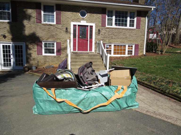 dumpster bag infront of home