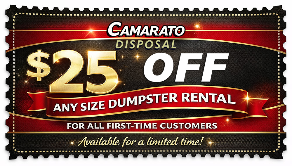 2026 dumpster rental coupon $25 off first time customers ocean county monmouth county nj